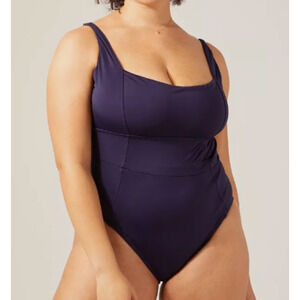 NWT Andie Women's Havana One Piece Open Back Swimsuit Navy Blue Size XXL